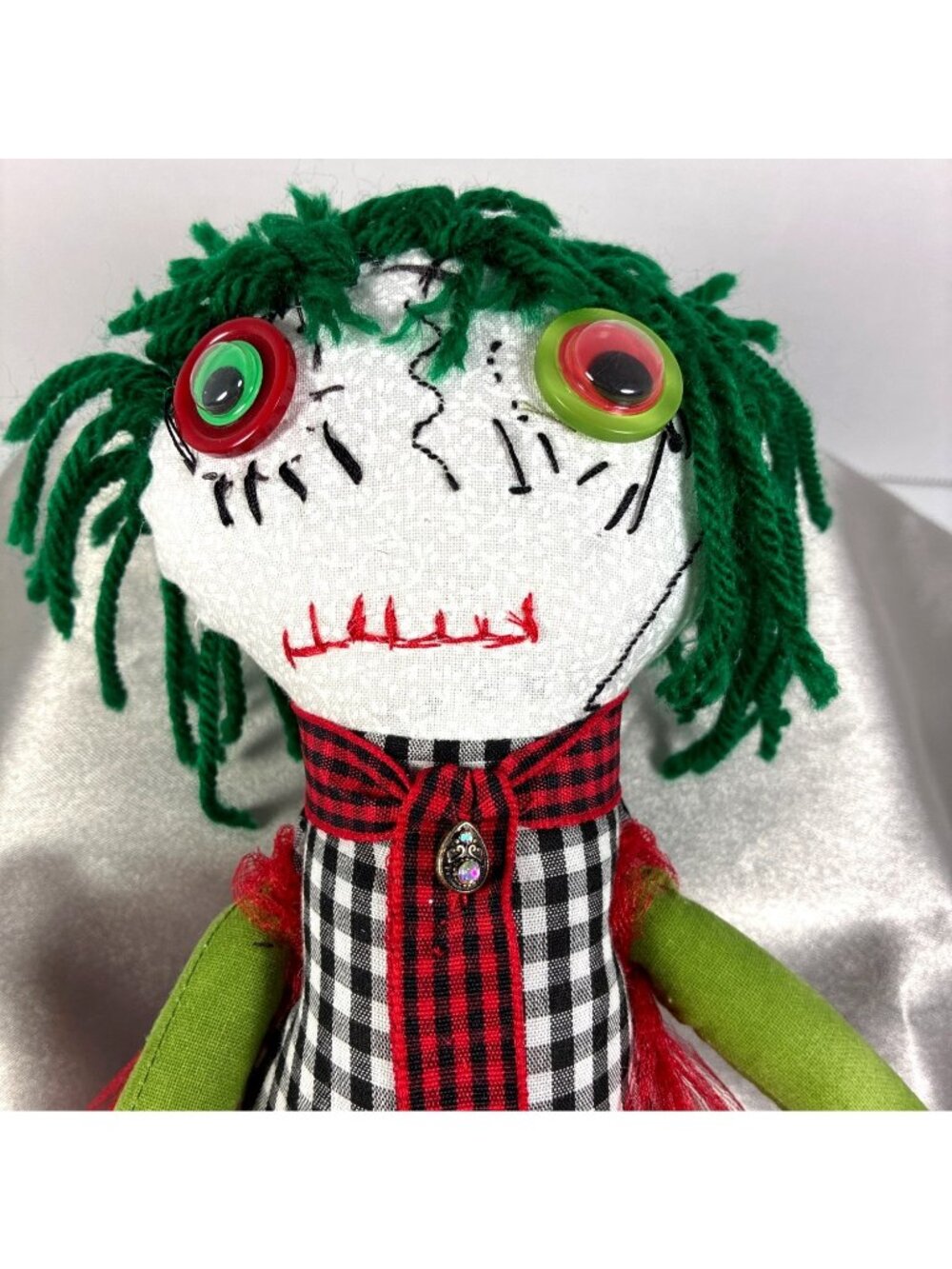 Handmade Folk Art Rag Doll OOAK Whimsical Button Eye Doll 13 Inch